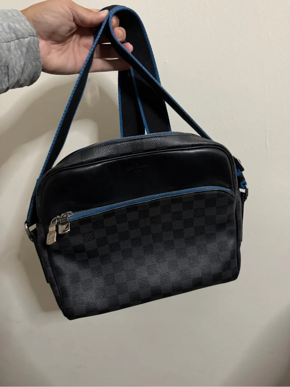 Louis Vuitton Damier Graphite Dayton PM Messenger Bag with Blue Trim